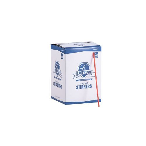 Empress ECK525RD 5.25" Red Boxed Cocktail Straw and Stirrer Unwrapped (10 Packs of 1000 Slim Straws Per Case)