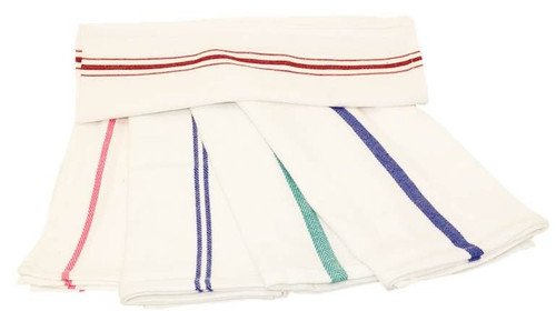 CTC 40-1206 White Cotton Rectangular Herringbone Kitchen Towels - Pack/12