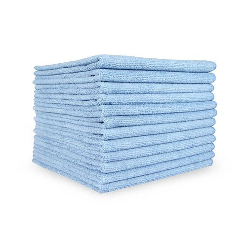 CTC M915107B 9" W x 2" H Blue Rectangle Microfiber Terry Cloths