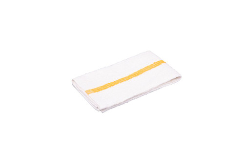 CTC 50-1011 16" x 19" White with Gold Center Stripe Cotton Rectangular Bar Towels - Pack/12