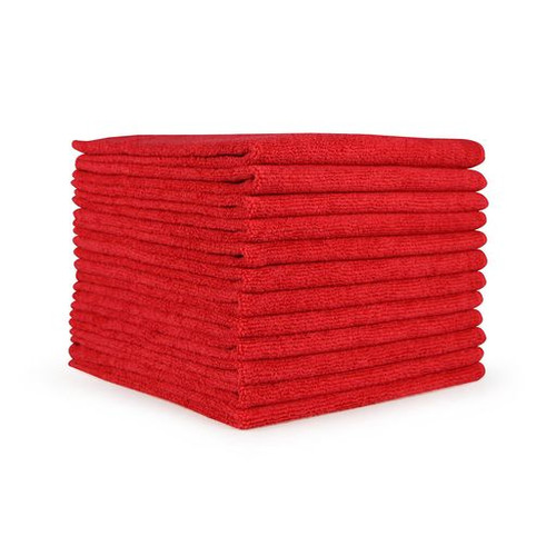 CTC M915107R 9" W x 2" H Red Rectangle Microfiber Terry Cloths