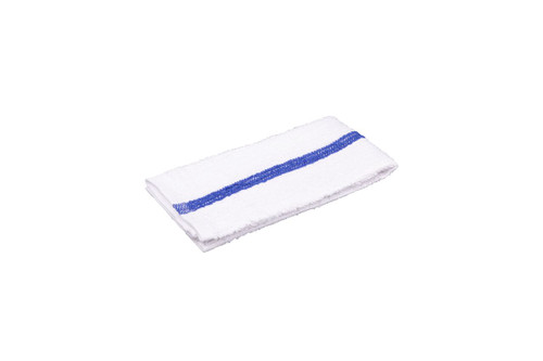 CTC 50-1009 16" x 19" White with Blue Center Stripe Cotton Rectangular Bar Towels