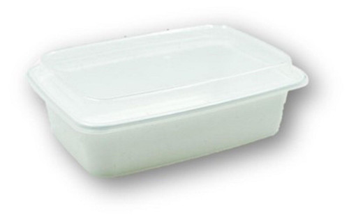 CTC 50-2010 24 Oz. White and Clear Plastic Rectangular Takeout Containers - Pack/150