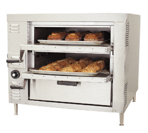 Bakers Pride GP61-NG Double Deck Stainless Steel Natural Gas Countertop HearthBake Series Oven - 45,000 BTU