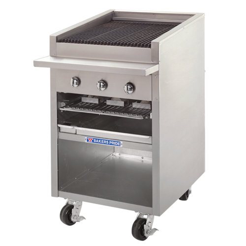 Bakers Pride F-24RS-NG Stainless Steel Floor Model Natural Gas Cast Iron Radiant Charbroiler - 60,000 BTU