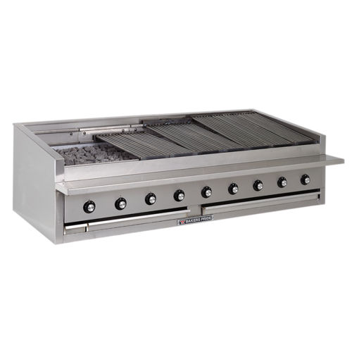 Bakers Pride L-72RS-R-NG Stainless Steel Countertop Natural Gas Cast Iron Radiant Charbroiler - 240,000 BTU