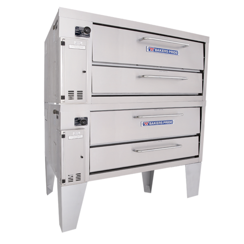 Bakers Pride 152-NG Stainless Steel Exterior (2) 8" High Decks Natural Gas Super Deck Series Pizza Deck Oven - 96,000 BTU