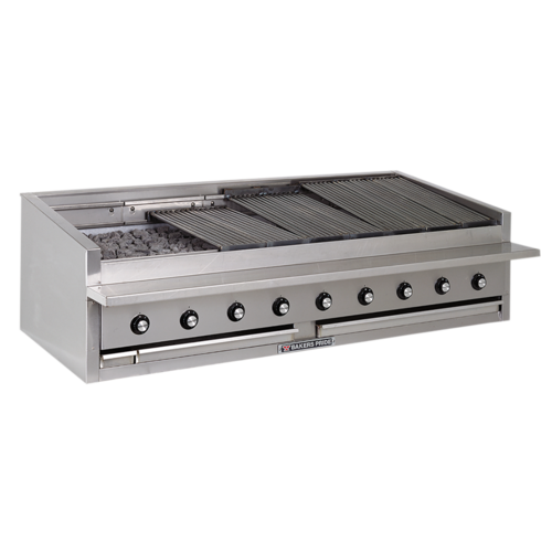 Bakers Pride L-72RS-C-NG Stainless Steel Countertop Natural Gas Lava Rock or Radiant Charbroiler - 240,000 BTU