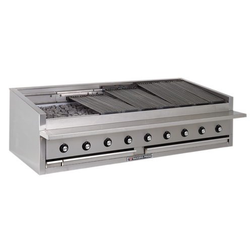 Bakers Pride L-72RS-C-LP Stainless Steel Countertop Liquid Propane Lava Rock or Radiant Charbroiler - 240,000 BTU
