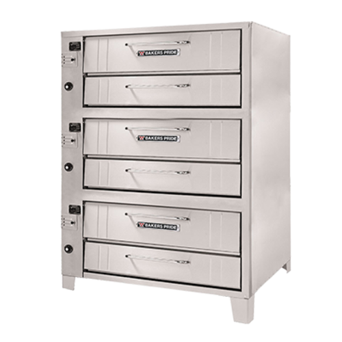Bakers Pride 353-NG Stainless Steel Exterior (3) 8" High Decks Natural Gas Super Deck Series Pizza Deck Oven - 210,000 BTU