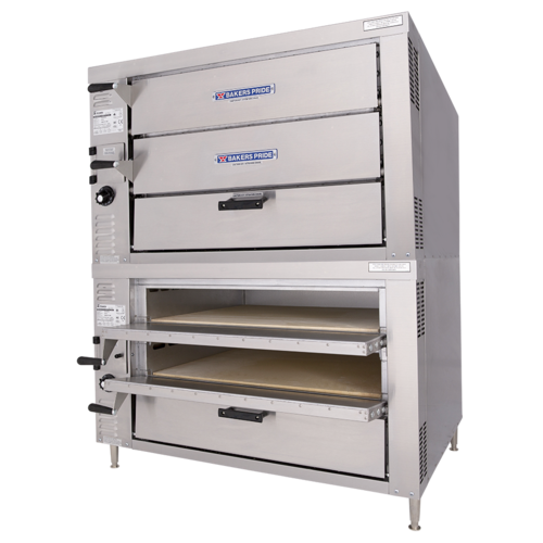 Bakers Pride GP62-NG Double Deck Stainless Steel Natural Gas Countertop HearthBake Series Oven - 90,000 BTU