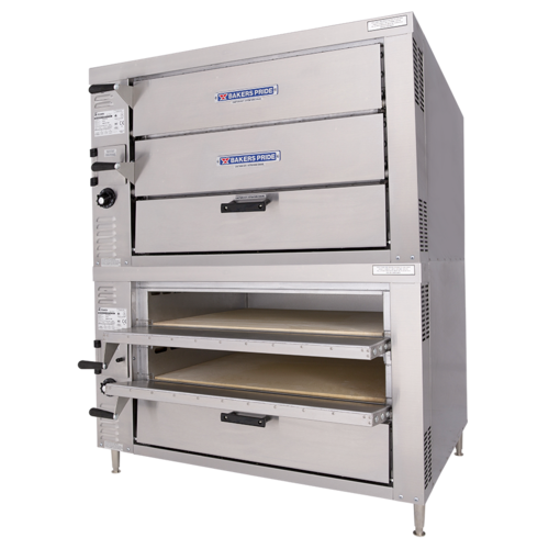 Bakers Pride GP62-NG Double Deck Stainless Steel Natural Gas Countertop HearthBake Series Oven - 90,000 BTU