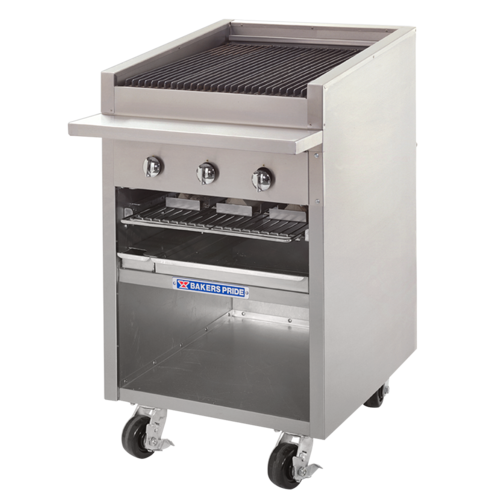 Bakers Pride F-24RS-R-LP Stainless Steel Floor Model Liquid Propane Cast Iron Radiant Charbroiler - 60,000 BTU