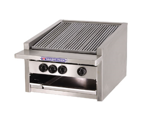 Bakers Pride L-24RS-R-NG 24" W Natural Gas Countertop Cast Iron Radiant Low-Profile Charbroiler - 60,000 BTU