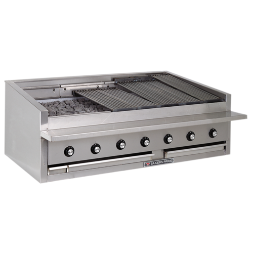 Bakers Pride L-60RS-R-LP Stainless Steel Countertop Liquid Propane Cast Iron Radiant Charbroiler - 195,000 BTU