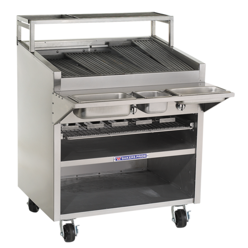 Bakers Pride F-48RS-C-LP Stainless Steel Floor Model Liquid Propane Lava Rock Radiant Charbroiler - 150,000 BTU