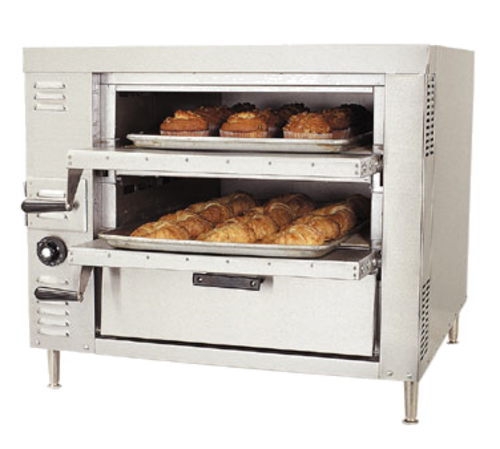 Bakers Pride GP51-LP Double Deck Stainless Steel Liquid Propane Countertop HearthBake Series Oven - 40,000 BTU