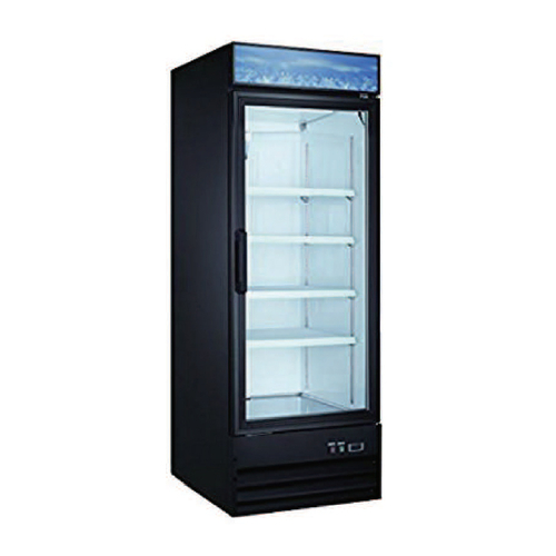Universal Coolers EGDM-29B 29" W Black Stainless Steel Floor One Section Merchandiser Refrigerator - 115 Volts 1-Ph