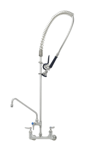 T&S Brass S-0133-A12-BY 12.62" W 1.15 GPM Splash or Wall Mount with 8" Adjustable Centers EverSteel Pre-Rinse Unit