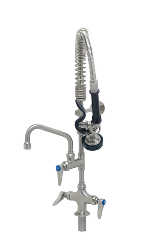 T&S Brass SMPK-2DLN-06 24" L Hose Deck Mount EverSteel Pre-Rinse Unit with Quarter-Turn Eterna Cartridges with Spring Checks and 6" Swing Nozzle