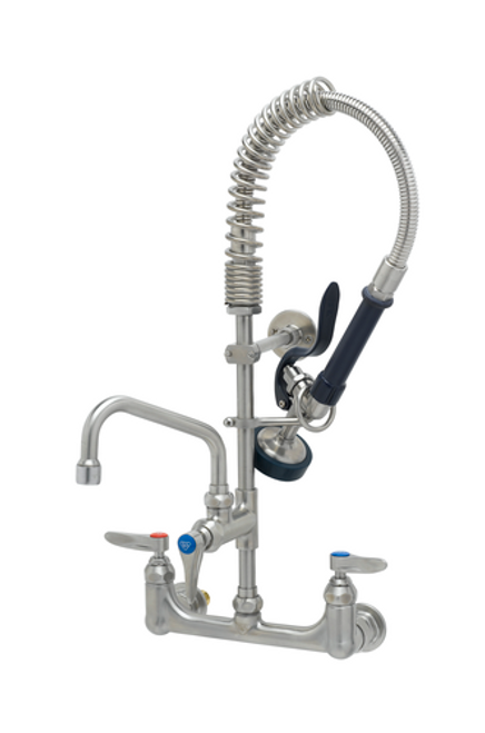 T&S Brass SMPK-8WLN-06 24" L Hose Splash or Wall Mount EverSteel Pre-Rinse Unit with 8" Adjustable Centers and Compression Cartridges with Spring Checks