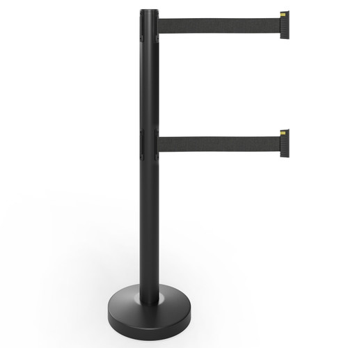 Lukso LUK40SDB Black 40" ADA Compliant Stanchion with Dual 10' Retractable Belt