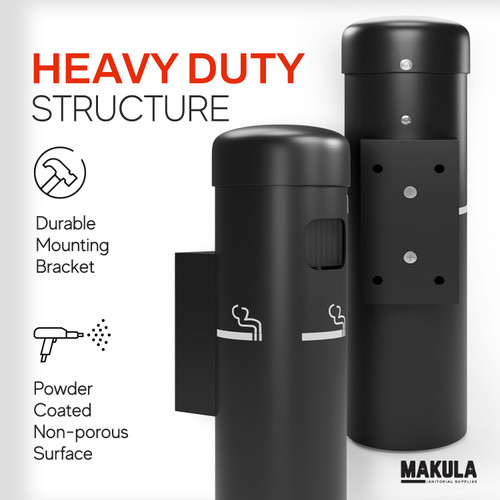 Makula MAKWMBK 1.75'' Black Wall Mounted Cigarette and Ash Receptacle