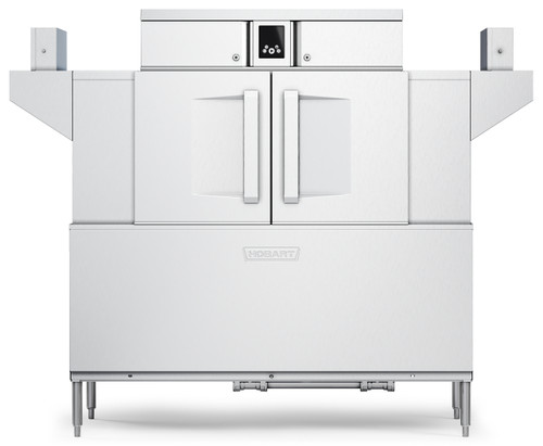 Hobart CL64-BAS+BUILDUP Low Temp Conveyor Dishwasher 0.39 Gallon and Rack Stainless Steel Enclosure Panels