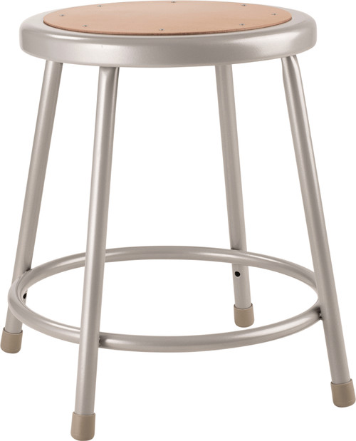 National Public Seating 6218 18" Round Wood Seat Steel Stool