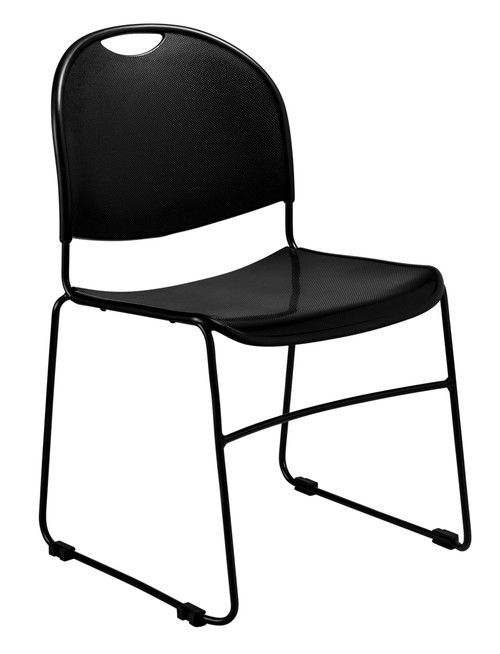 National Public Seating 850-CL Black Polypropylene Seat and Back Commercialine Multi-Purpose Ultra Compact Stack Chair