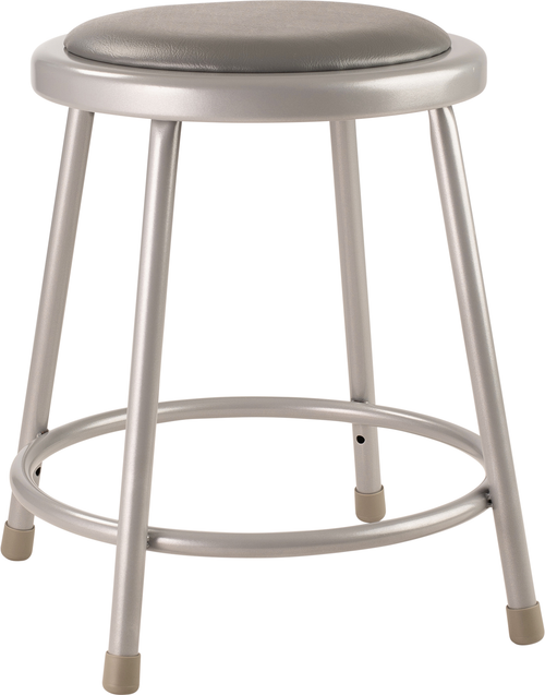 National Public Seating 6418 18" Round Vinyl Padded Seat Steel Stool