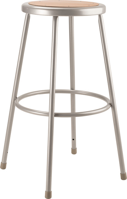 National Public Seating 6230 30" Round Wood Seat Steel Stool