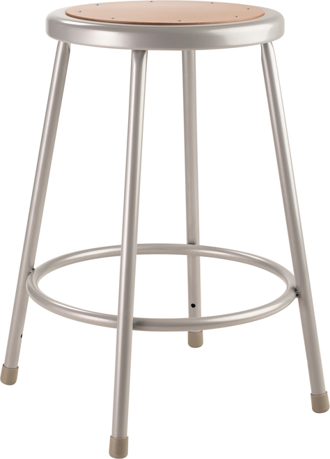 National Public Seating 6224 24" Round Wood Seat Steel Stool