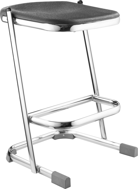 National Public Seating 6624 24" H Wood Rounded Square Seat Elephant Z-Stool with Steel Frame