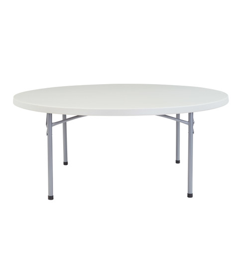 National Public Seating BT71R 71" Dia. Gray Molded Plastic Heavy Duty Round Folding Table