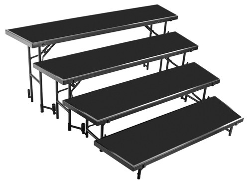 National Public Seating RT4L 18" W 16 Gauge Steel Channel Black Tapered Standing Choral Riser
