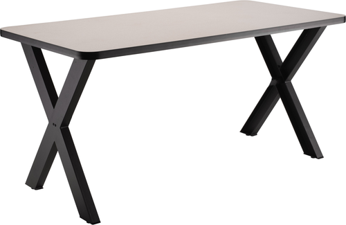 National Public Seating CLT3060 30" H x 60" W x 30" D Rectangular Black Powder Coated X-Frame NPS Collaborator Table with 4 Leveling Glides