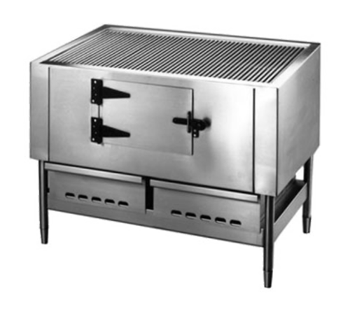 Jade JLB-72 72" W Stainless Steel Exterior and Pipe Legs Titan Log Broiler