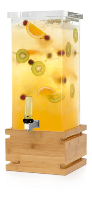 Rosseto LD195 3 Gal. Acrylic Square with Natural Bamboo Base Rosseto Beverage Dispenser