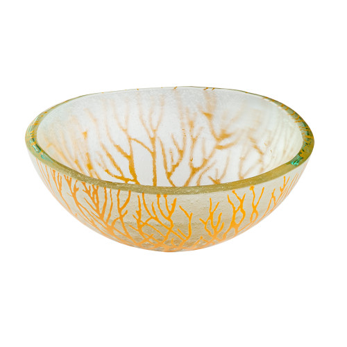 Rosseto GLS048M 7.9" W x 3" H Mustard Handmade Glass Round Radici Bowl (3 per Set)