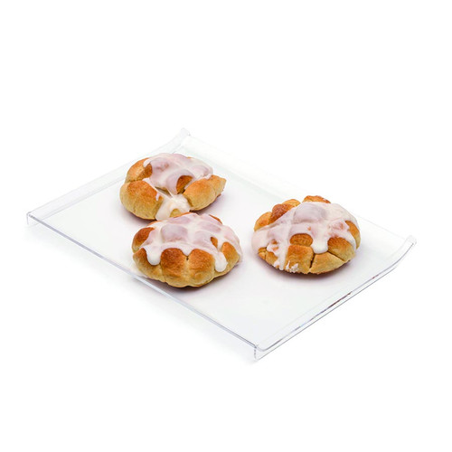 Rosseto BKM004 14" x 11" x 1"H Clear Acrylic Rectangular Bakery Tray (3 Each Per Set)