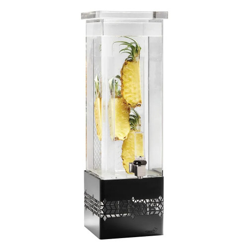 Rosseto LD169 2 Gal. Acrylic Square with Black Matte Steel Base Mosaic Beverage Dispenser