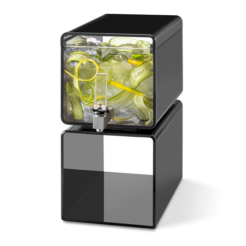 Rosseto LD188 2 Gal. Black Acrylic Cuboid Lucid Beverage Dispenser