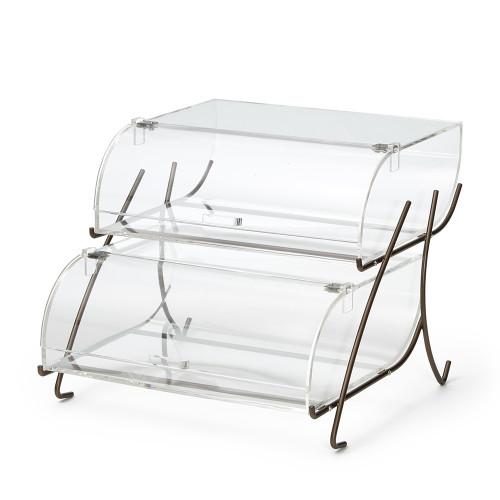 Rosseto BK022 22.4" x 15" x 13" H 2 Tier Rectangular Clear Acrylic Curved Front Bakery Case