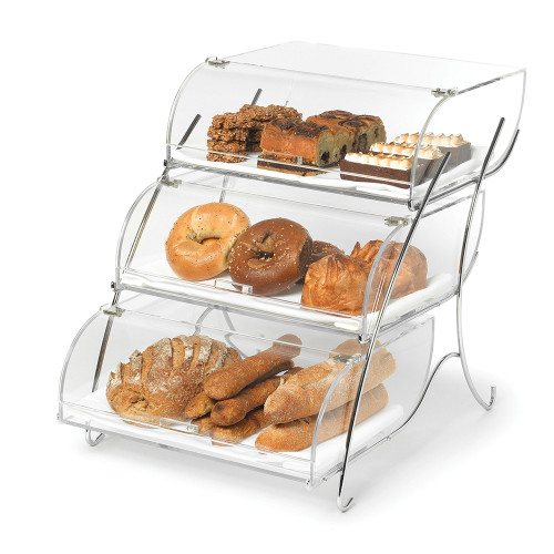 Rosseto BAK2944 22.4" x 15" x 17.25" H Clear Rectangular Acrylic 3 Tier Countertop Bakery Display Case