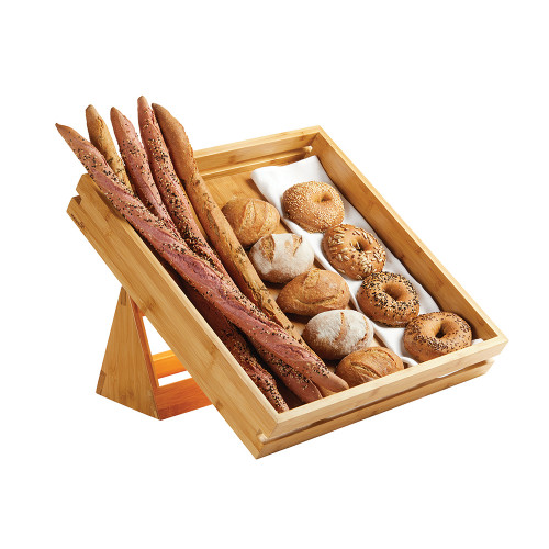Rosseto SB112 2-Piece Natural Finish Bamboo Large Square Natura Tray and Stand Set
