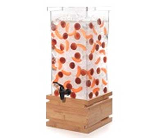 Rosseto LD131 4 Gal. Clear Acrylic Square with Natural Bamboo Base Beverage Dispenser