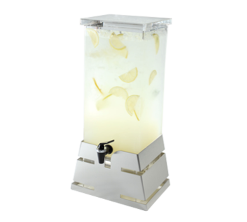 Rosseto LD139 4 Gal. Clear Acrylic Square with Stainless Steel Pyramid Base Beverage Dispenser