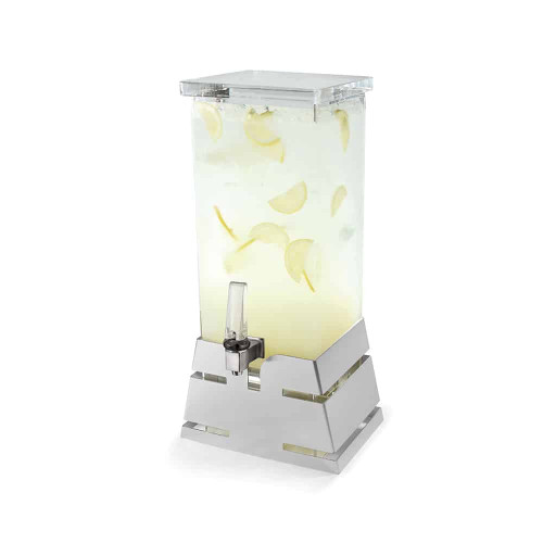 Rosseto LD139 4 Gal. Clear Acrylic Square with Stainless Steel Pyramid Base Beverage Dispenser