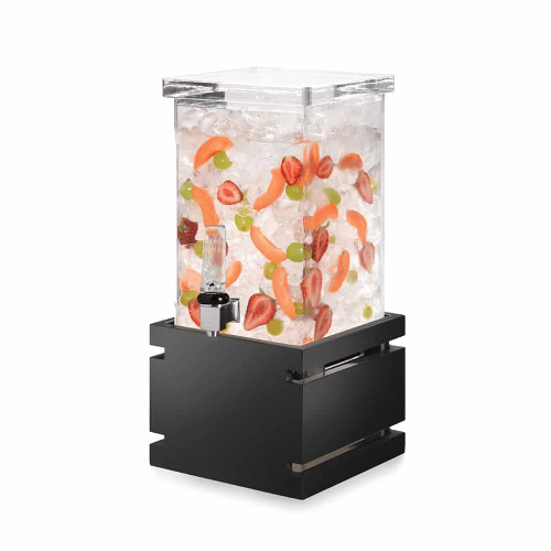 Rosseto LD122 1 Gal. Clear Acrylic Square with Black Gloss Bamboo Base Beverage Dispenser